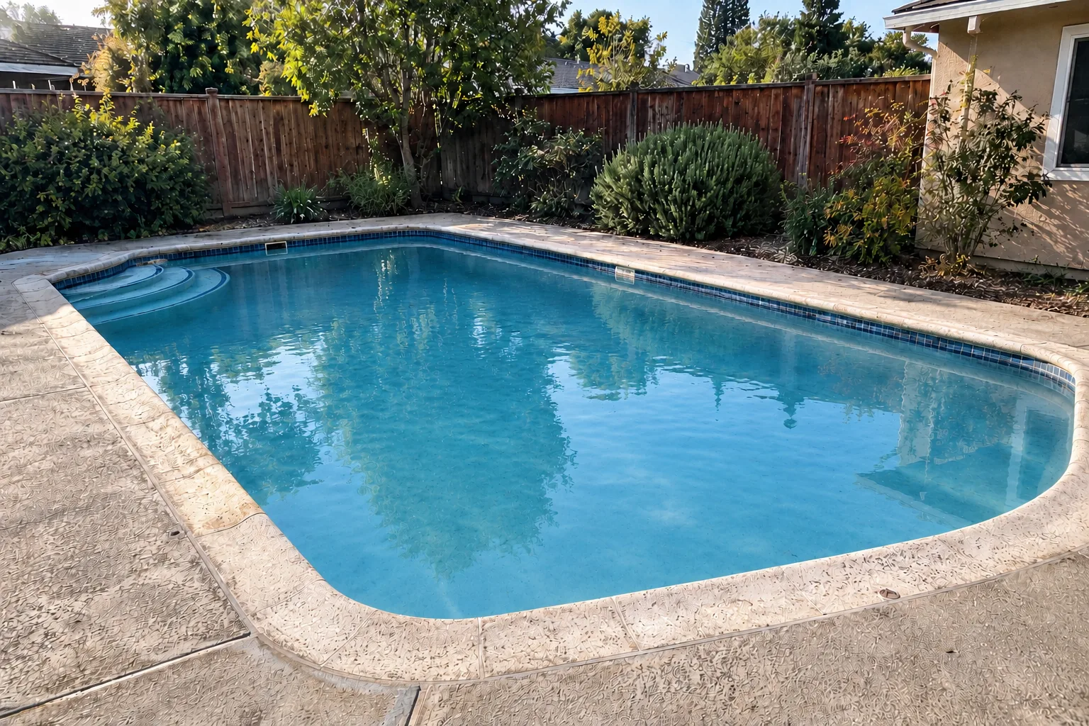 Illustrative pool cleanup comparison: after