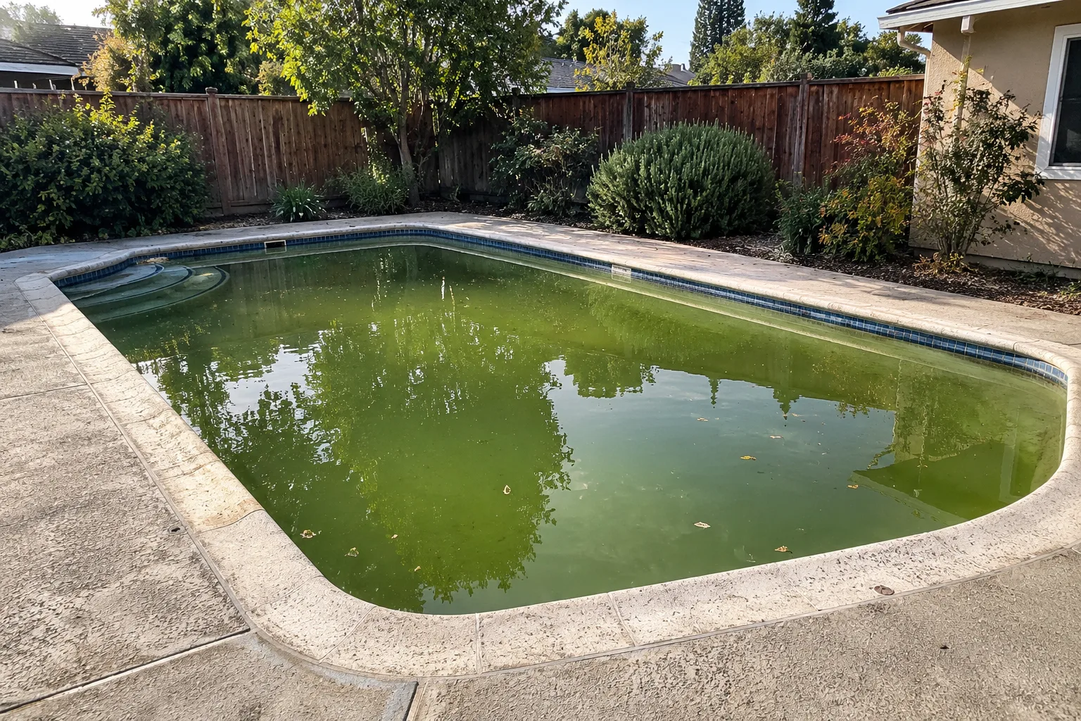 Illustrative pool cleanup comparison: before